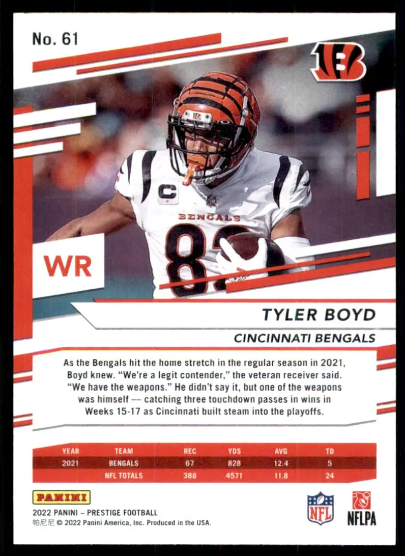 2022 Panini Prestige Tyler Boyd Cincinnati Bengals #61