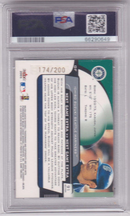 ICHIRO SUZUKI 2001 Fleer Game Time RC Rookie SP #/200 Next Extra PSA 8 MARINERS