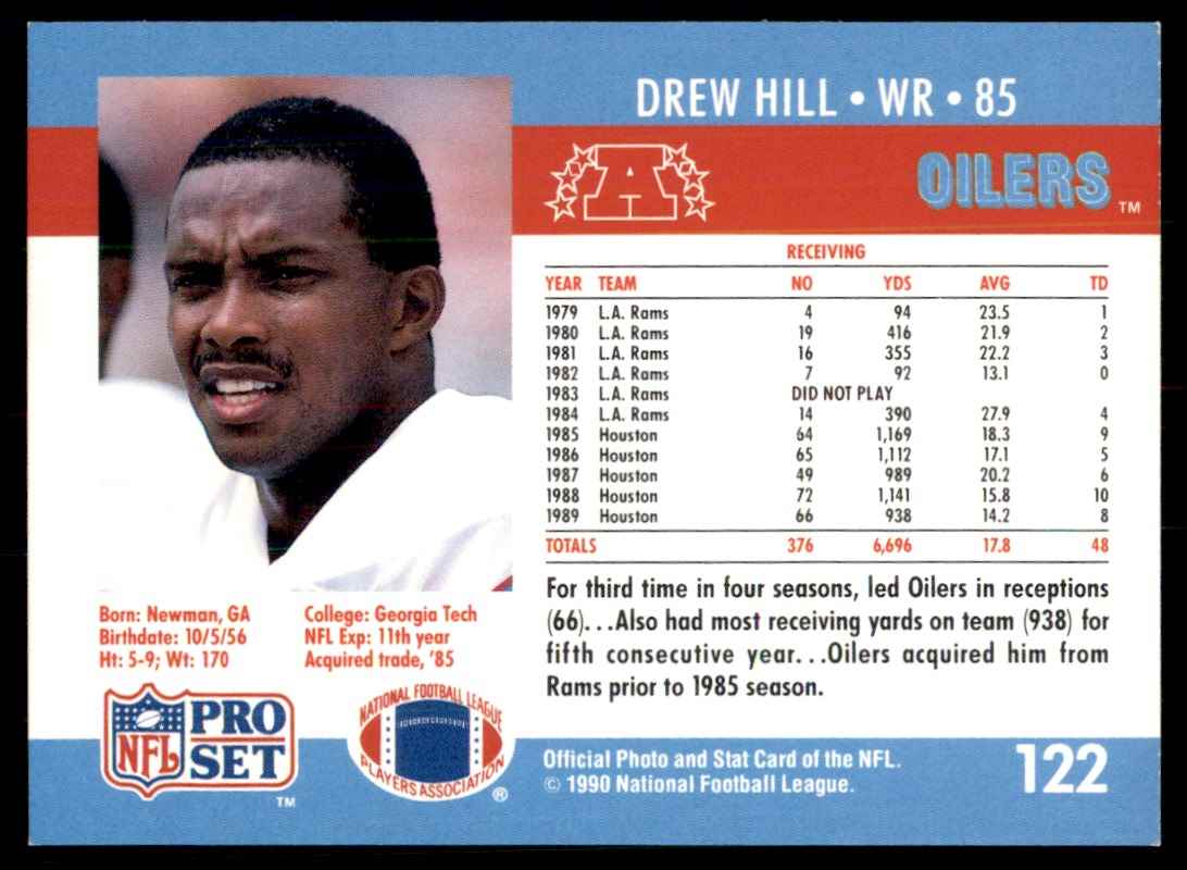 1990 Pro Set Drew Hill Houston Oilers #122