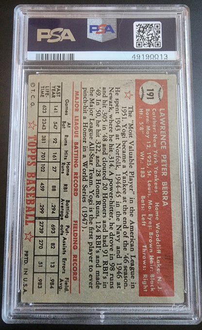 Yogi Berra 1952 Topps #191 PSA 2