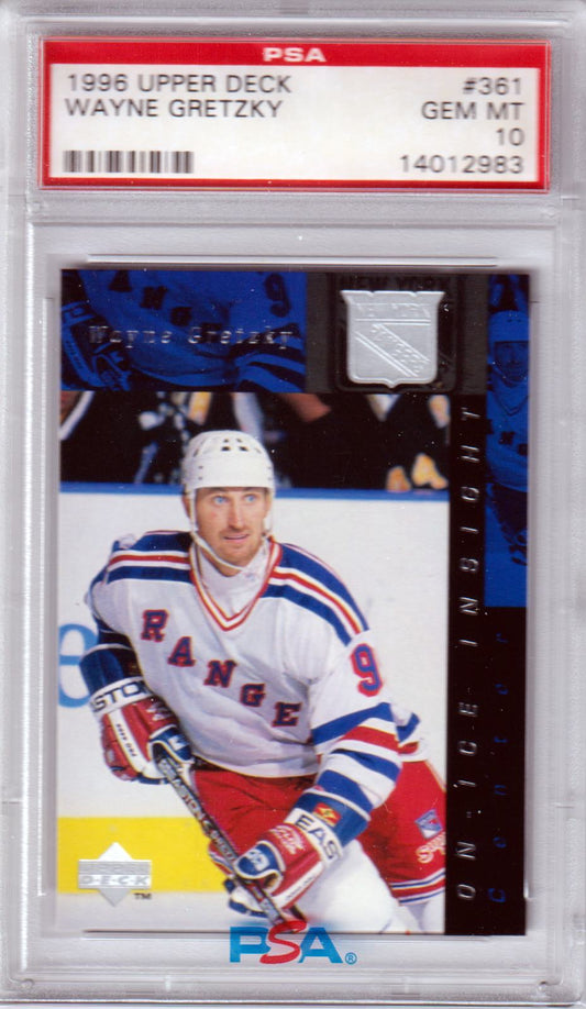 PSA-graded 1995 Upper Deck Wayne Gretzky hockey card in protective case from Columbia Hobby