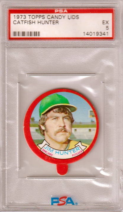 CATFISH HUNTER 1973 Topps Candy Lids PSA 5 EX - ATHLETICS