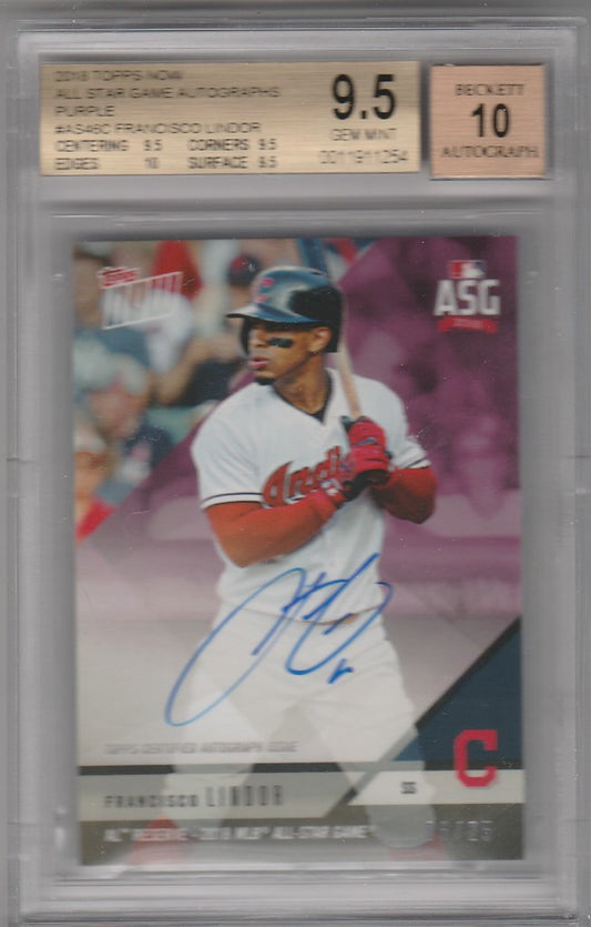 2018 Topps Now Francisco Lindor AUTO 6/25 BGS 9.5 Cleveland Indians