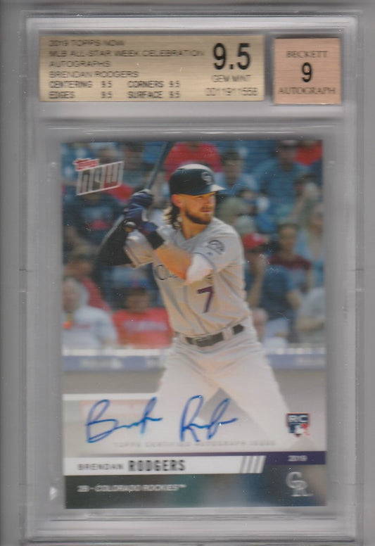 2019 Topps Now Brendan Rodgers AUTO RC BGS 9.5 Colorado Rockies