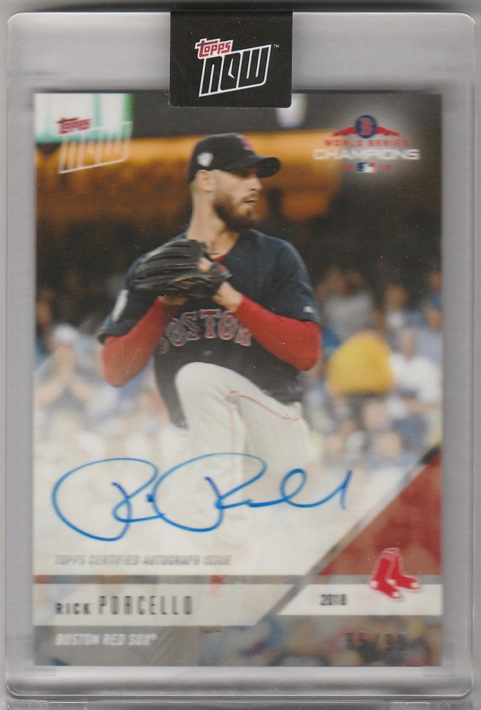 Baseball card of Rick Porcello, Boston Red Sox pitcher, autographed limited edition