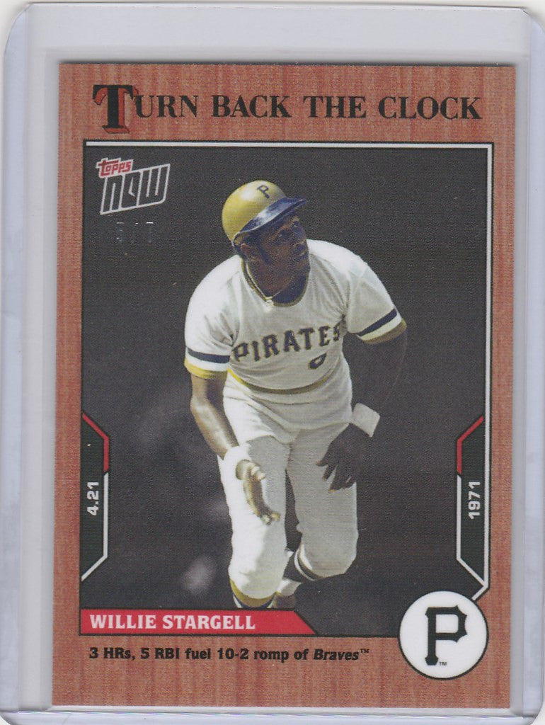 Baseball card of Willie Stargell Pirates in white uniform from Topps Turn Back the Clock