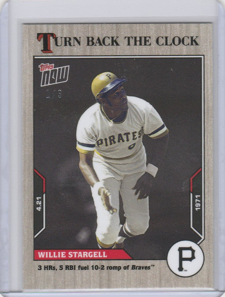 Baseball card of Willie Stargell Pirates in white uniform, Topps Turn Back the Clock Ash Parallel