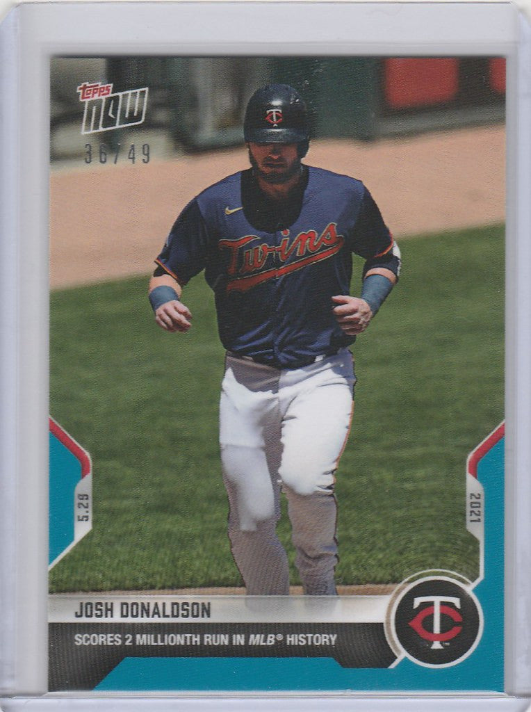 Baseball card of Josh Donaldson running for Minnesota Twins in 2021 Topps Now Parallel