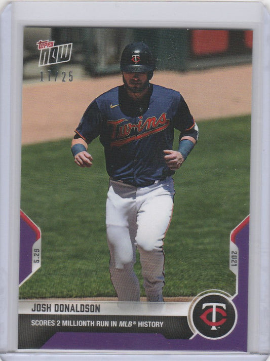 Baseball card of Josh Donaldson running for the Minnesota Twins in 2021 Topps Now Parallel