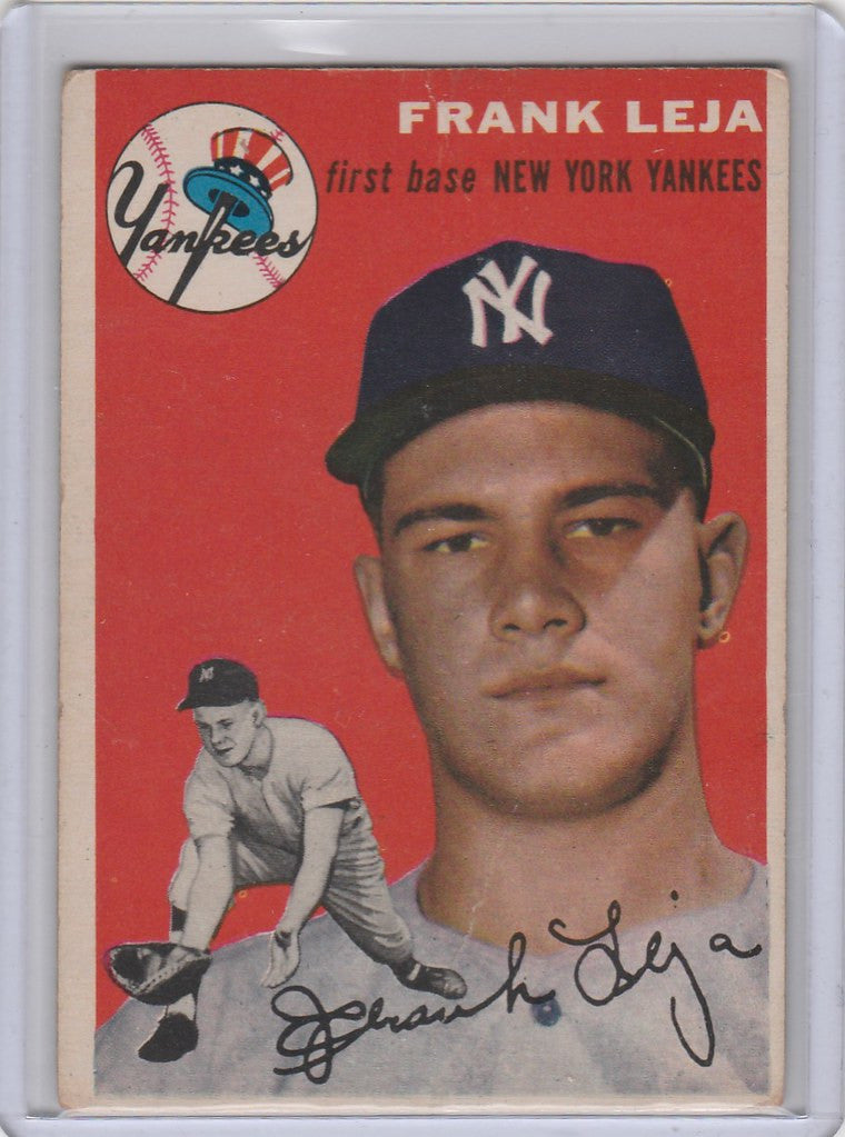 Vintage 1954 Topps #175 Frank Leja New York Yankees card in VGEX condition