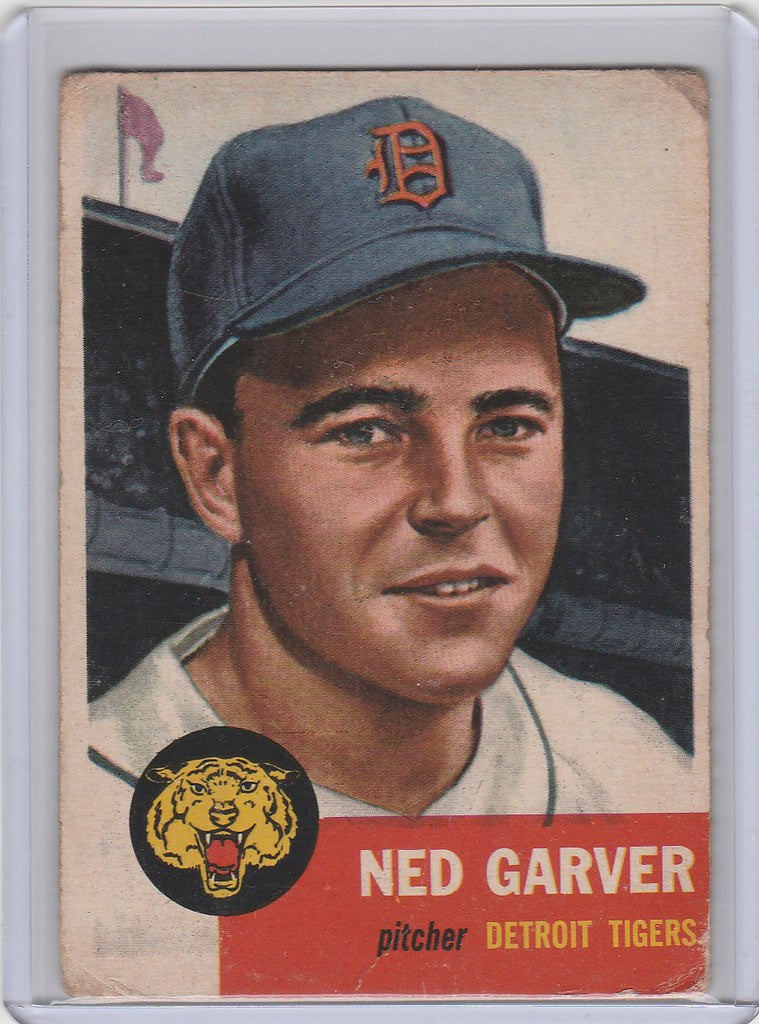 Baseball card of Ned Garver, Detroit Tigers pitcher, 1953 Topps #112 VG condition