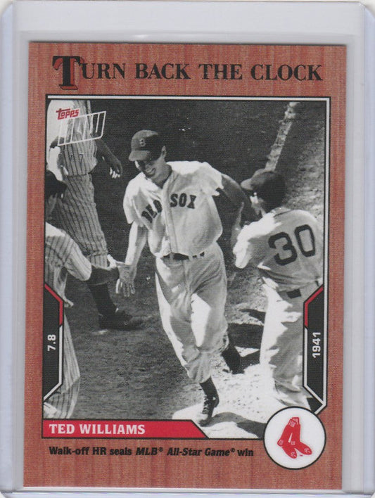 Baseball card of Ted Williams rounding the bases for Boston Red Sox, Topps Turn