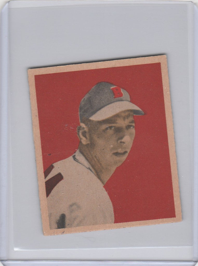 Vintage 1949 Bowman Vernon Bickford Boston Braves EXMT card with red background