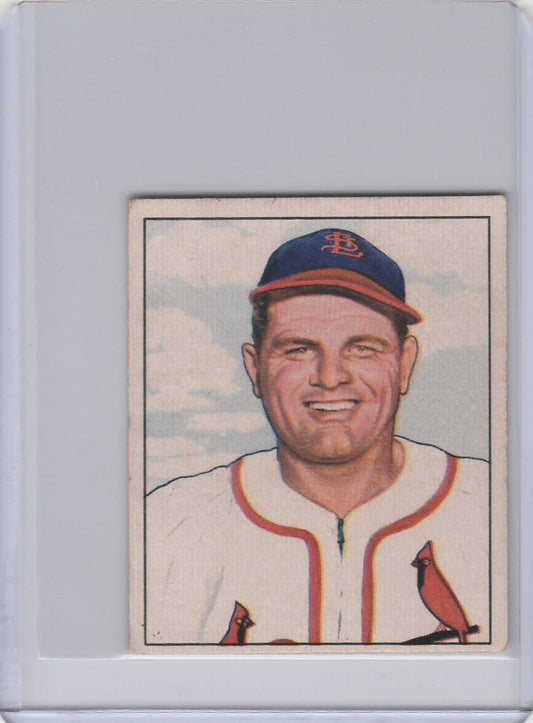 Baseball card of Max Lanier in St. Louis Cardinals uniform, 1950 Bowman EXMT