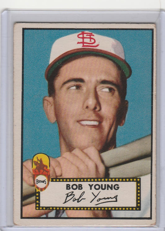 Vintage 1952 Topps baseball card of Bob Young from the St. Louis Browns