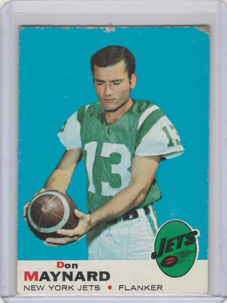 Vintage Don Maynard New York Jets trading card from 1969 Topps in VG condition