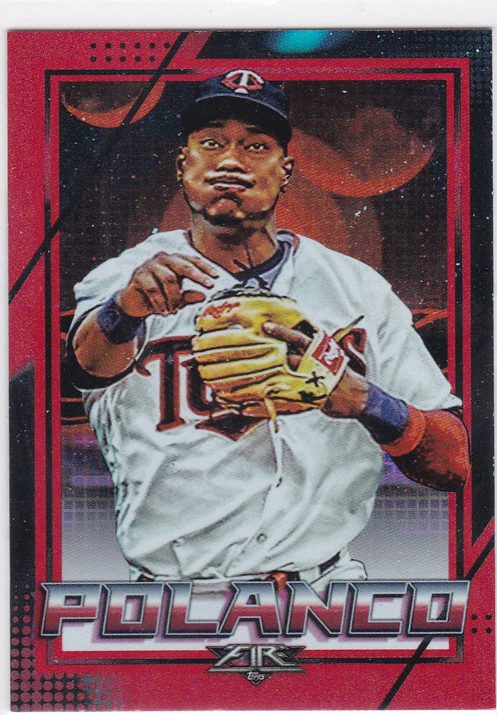 Baseball card of Jorge Polanco in a Minnesota Twins uniform for trading cards collectors