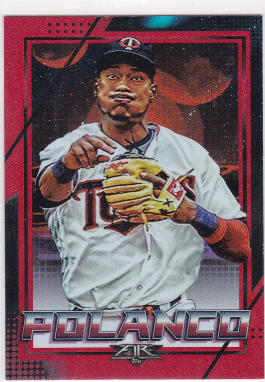 Baseball card of Jorge Polanco in a Minnesota Twins uniform for trading cards collectors