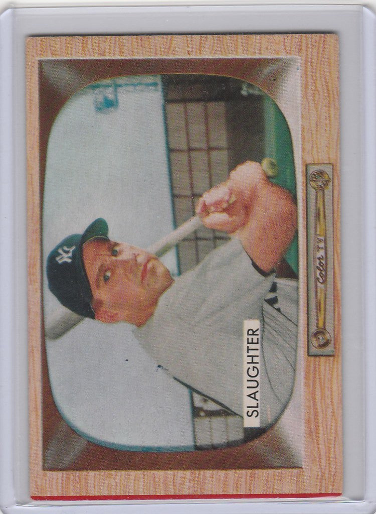 Baseball card of Enos Slaughter in Yankees uniform, showcasing York Yankees EXMT quality