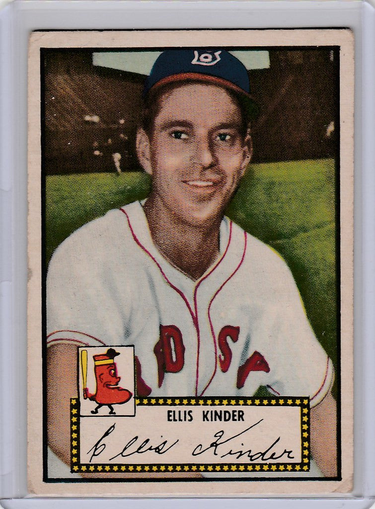 Vintage baseball card of Elliss Kinder in Boston Red Sox uniform, smiling portrait