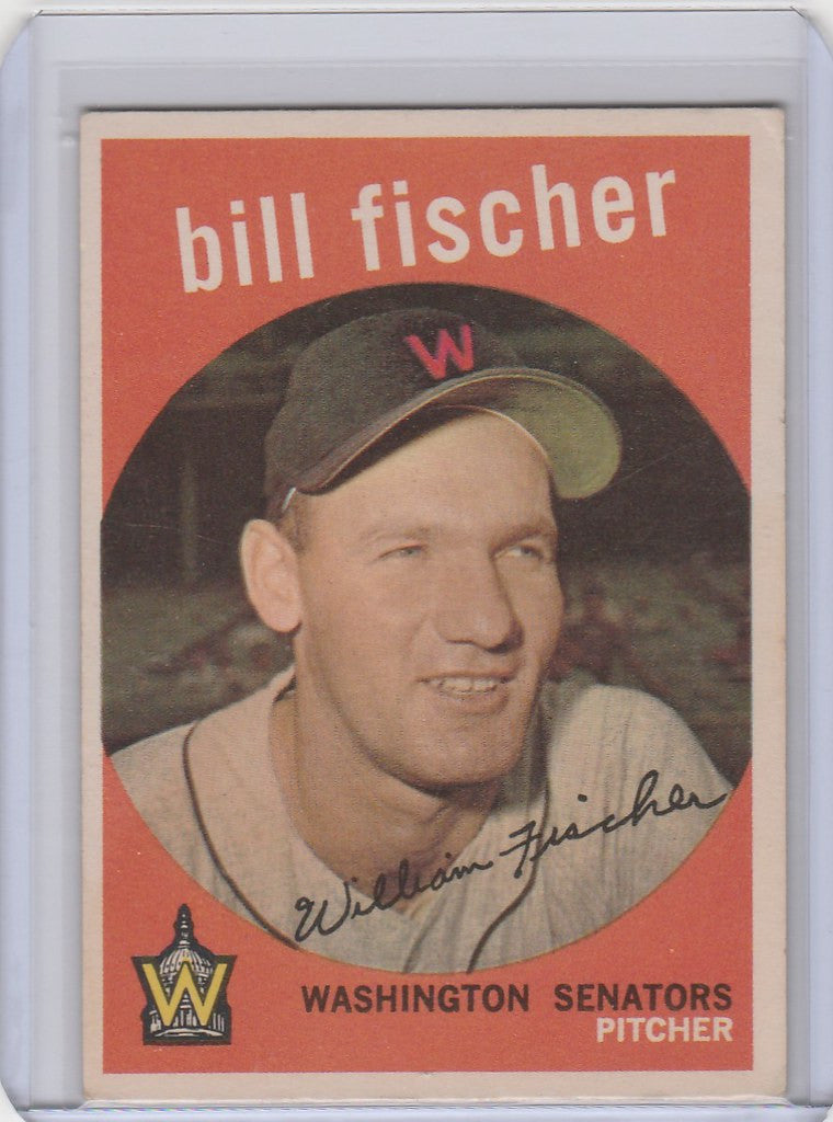 Vintage 1959 Topps Bill Fischer Washington Senators ExMT baseball card display