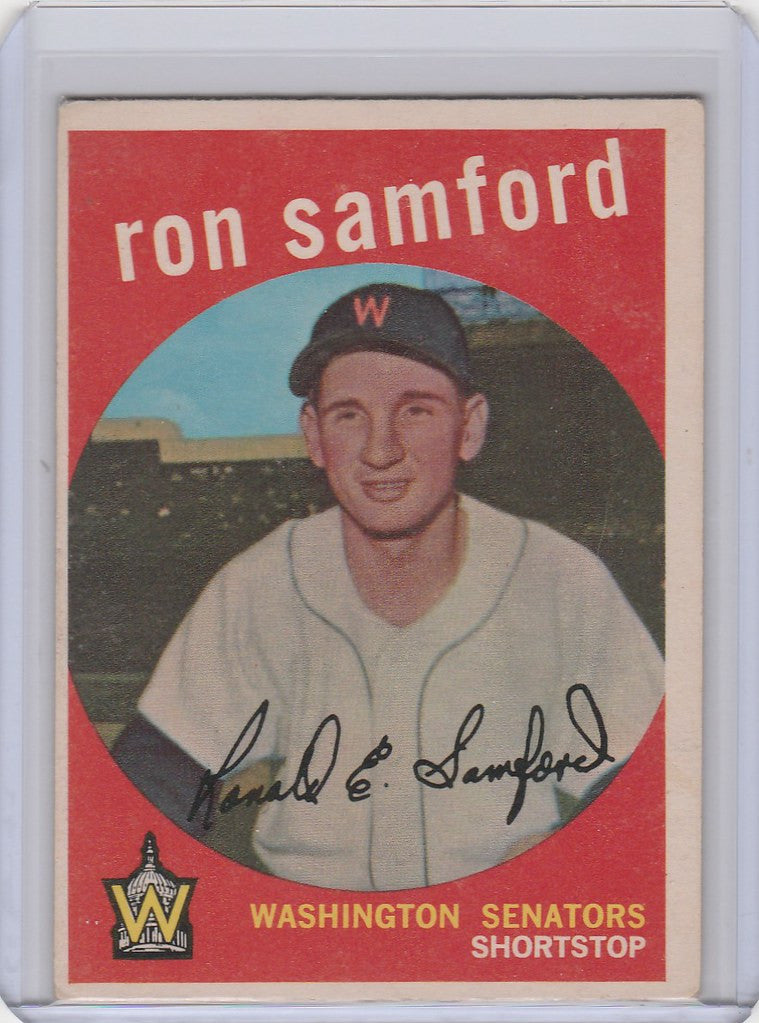 Vintage baseball card of Ron Samford, Washington Senators EXMT condition