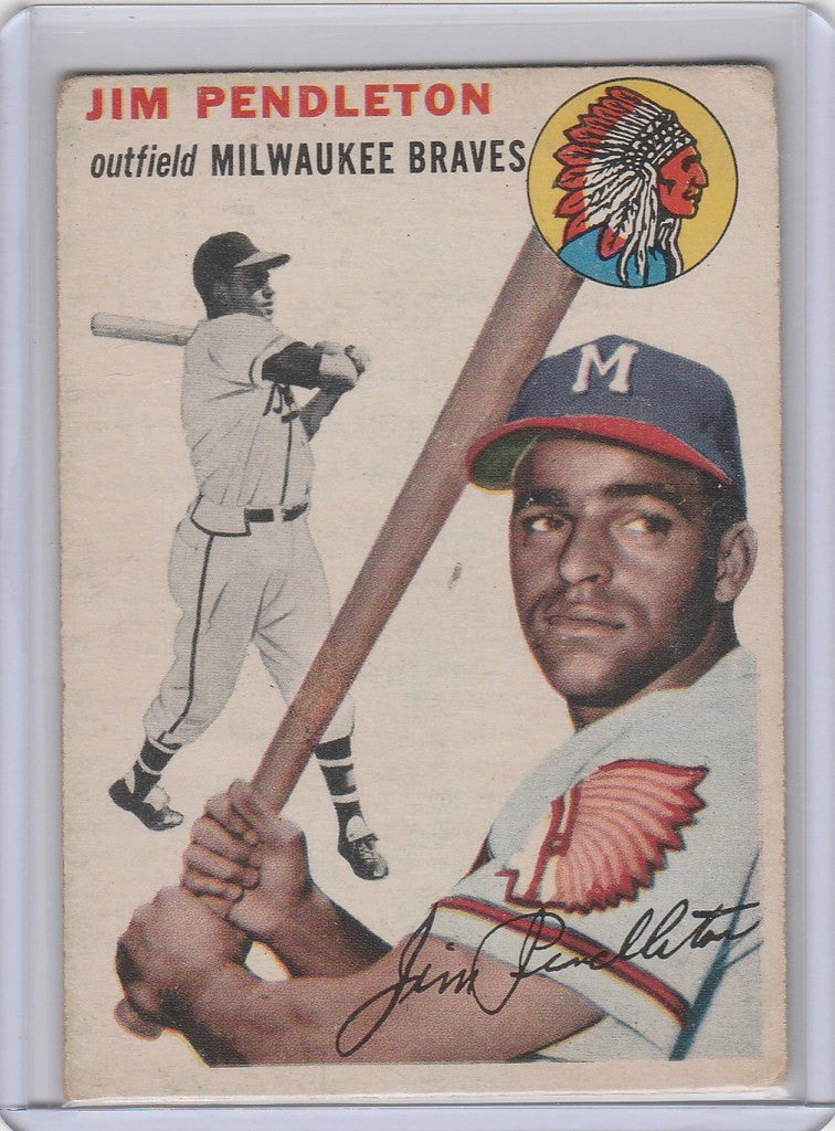 Vintage 1954 Topps card of Jim Pendleton Milwaukee Braves outfielder in EX condition