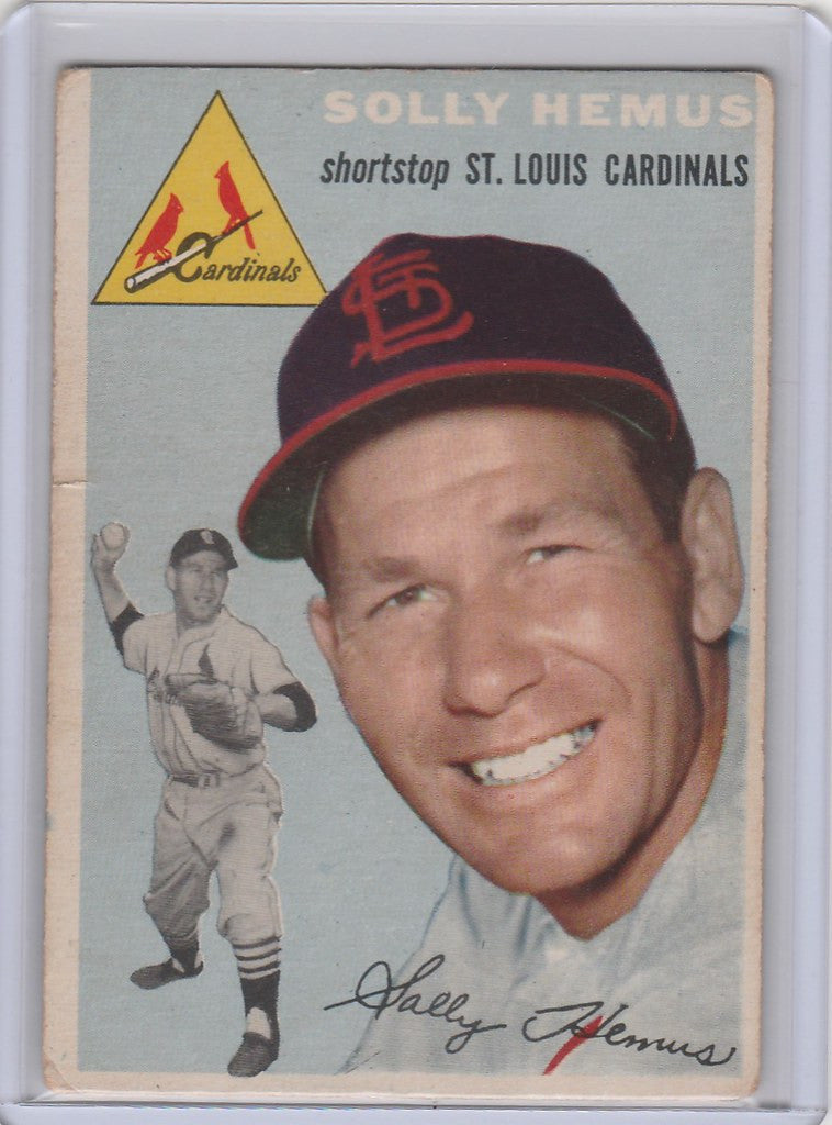 Baseball card of Solly Hemus, St. Louis Cardinals, from 1954 Topps Baseball set