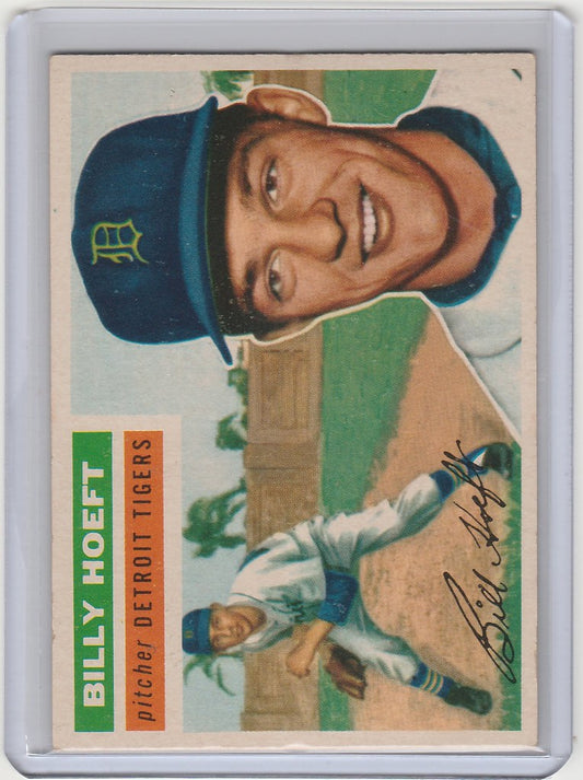 Baseball card of Billy Hoeft smiling in a Detroit Tigers cap, graded NRMT