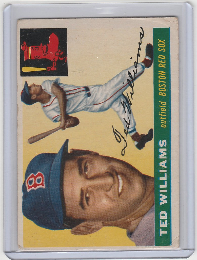 Vintage 1955 Topps Ted Williams Boston Red Sox baseball card in VGEX condition