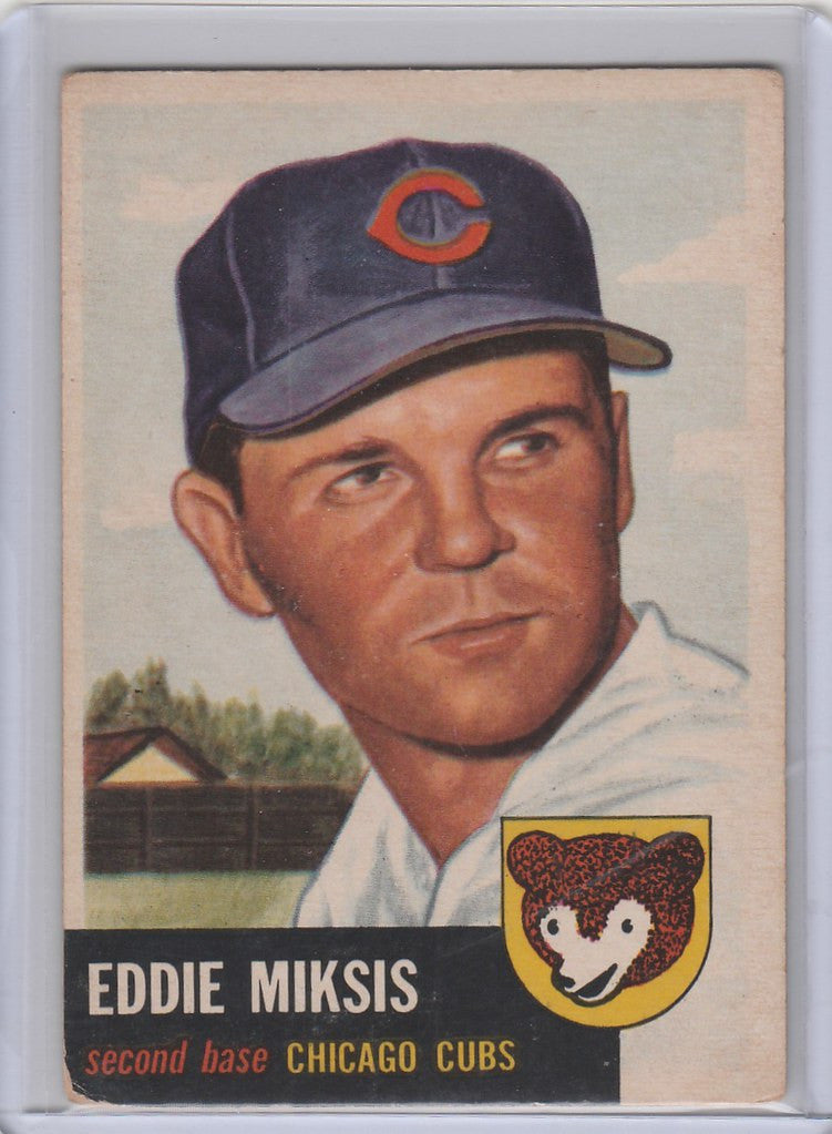 Eddie Miksis baseball card from 1953 Topps for Chicago Cubs collectors