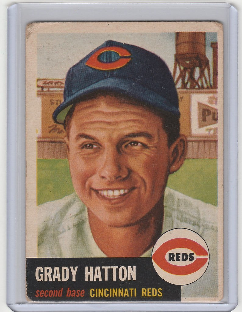 Vintage baseball card of Grady Hatton Cincinnati Reds from 1953 Topps #45