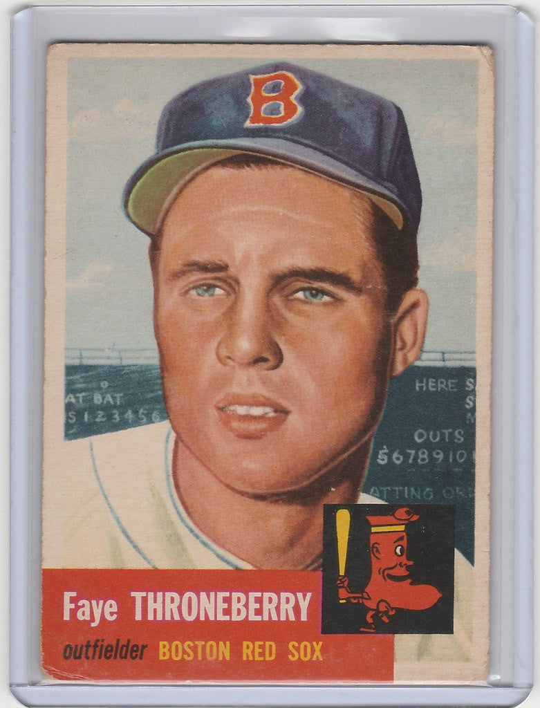 Baseball card of Faye Throneberry Boston Red Sox from 1953 Topps #49 EX+ condition