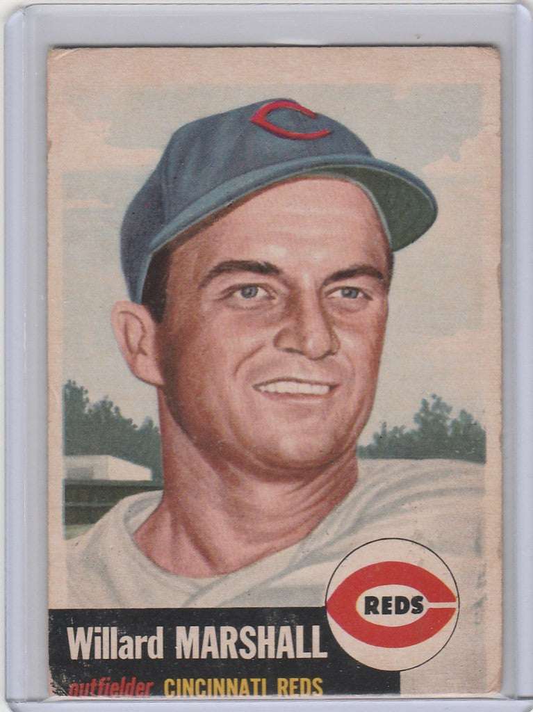 1953 Topps #95 Willard Marshall Cincinnati Reds card featuring a smiling player