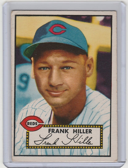 Vintage 1952 Topps Baseball card featuring Frank Hiller Cincinnati Reds player