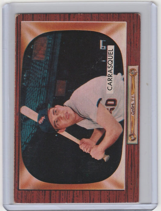 Baseball card of Al Chico Carrasuel in white uniform for Chicago White Sox