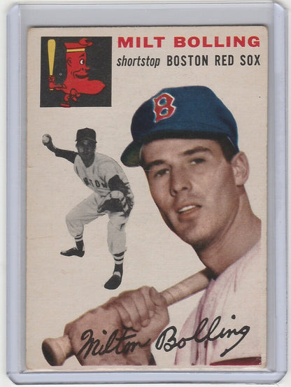 Vintage 1954 Topps #82 Milt Bolling Boston Red Sox baseball card in excellent condition