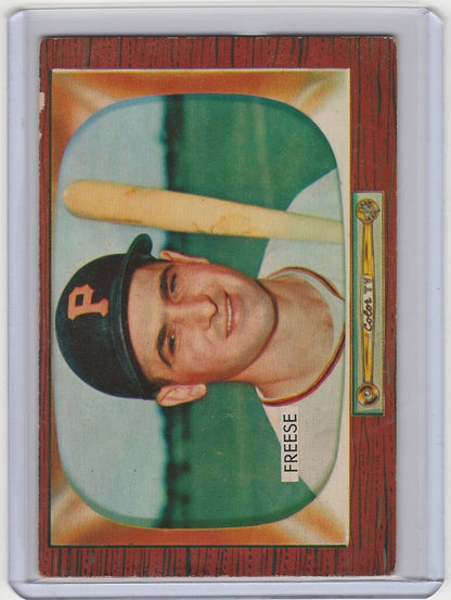 Baseball card of George Freese smiling in cap, showcasing Pittsburgh Pirates VGEX quality