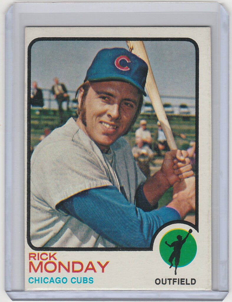 Rick Monday Chicago Cubs outfielder batting pose on 1973 Topps #44 EXMT card