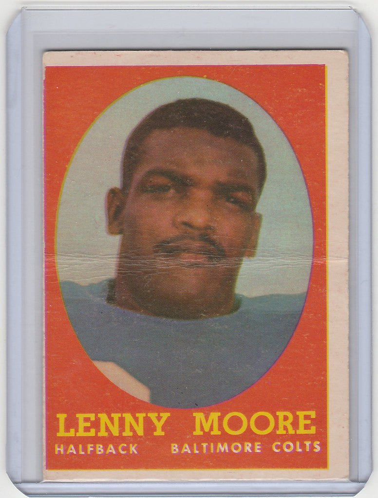 Vintage 1958 Topps trading card of Lenny Moore from the Baltimore Colts