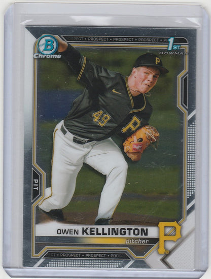 Baseball card of Kellington Pittsburgh Pirates pitcher, 2021 Bowman Chrome BCP-120