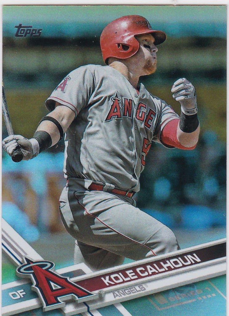 Kole Calhoun Angels swinging bat in 2017 Topps Rainbow Foil #294 collectible card