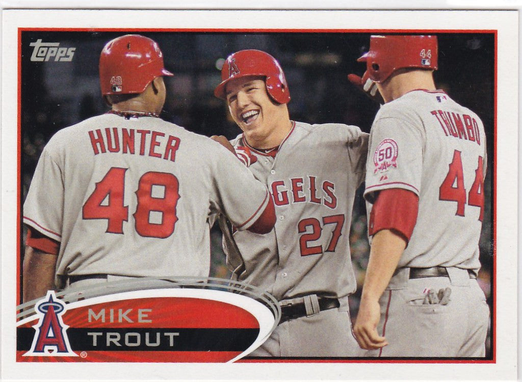 Baseball card of Los Angeles Angels players celebrating from Topps Greatest Moments Memories