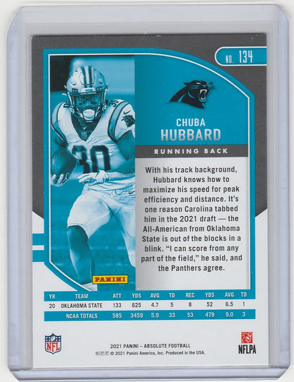 2021 Panini Absolute #134 Chuba Hubbard Carolina Panthers