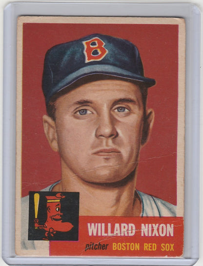 Baseball card of Willard Nixon Boston Red Sox pitcher from 1953 Topps #30