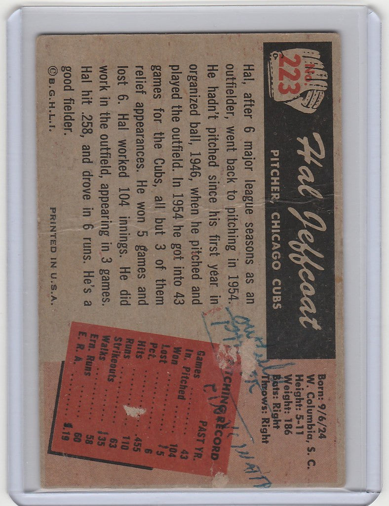 Baseball card of Hal Jeffcoat featuring Chicago Cubs and postage stamp design