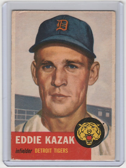 Eddie Kazak Detroit Tigers baseball card 1953 Topps #194 in VG condition