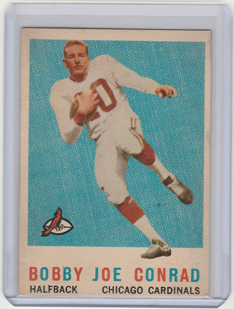 Vintage Bobby Joe Conrad Chicago Cardinals football trading card in action