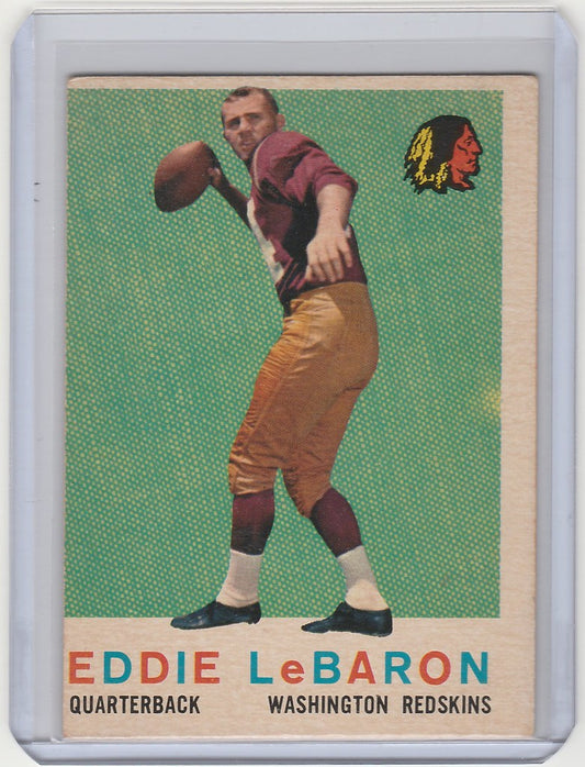 Vintage 1959 Topps Eddie LeBaron Washington Redskins card in throwing pose