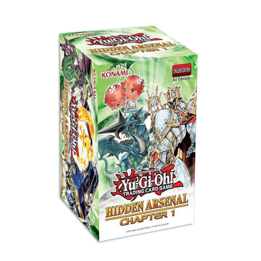 Yu-Gi-Oh Hidden Arsenal Chapter 1 booster box featuring ultra rares and vibrant artwork